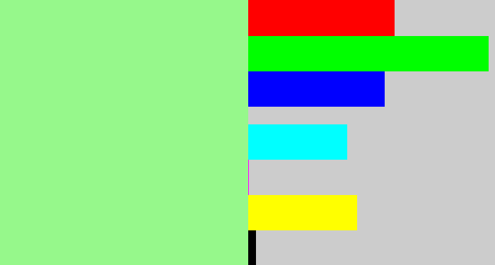 Hex color #96f88b - light green