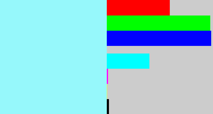 Hex color #96f8fb - robin's egg blue