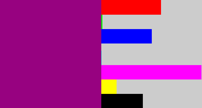 Hex color #970280 - red violet