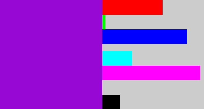 Hex color #9708d4 - violet