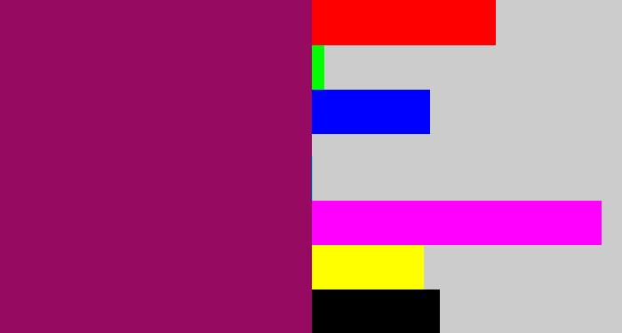Hex color #970a61 - dark fuchsia