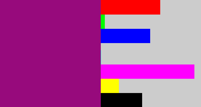 Hex color #970a7c - red violet