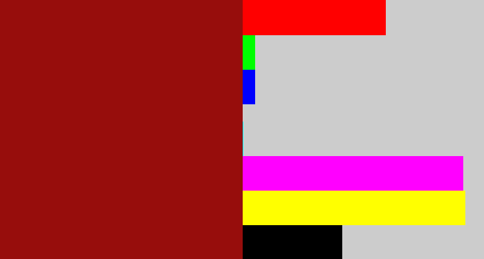 Hex color #970d0c - brick red