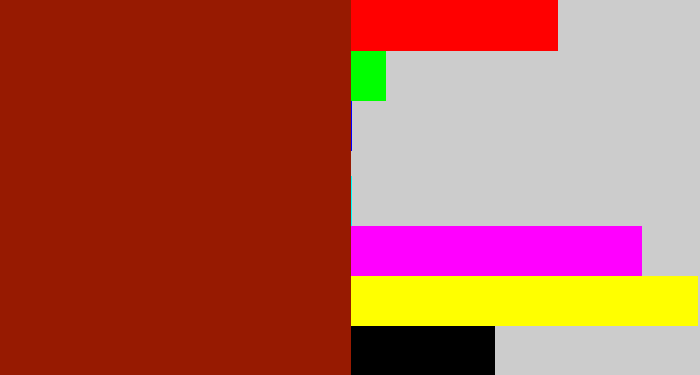 Hex color #971a01 - brick red