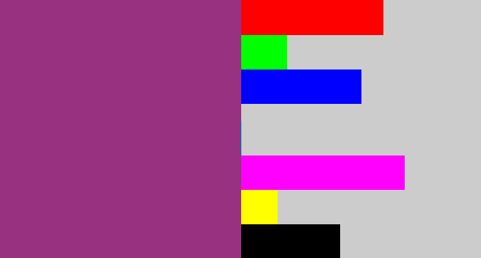 Hex color #973180 - warm purple