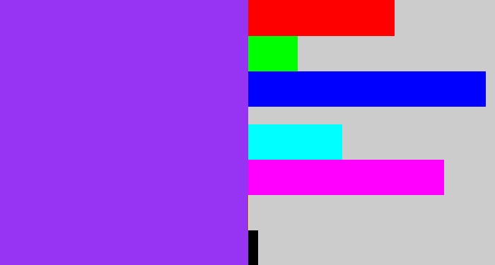 Hex color #9734f4 - electric purple