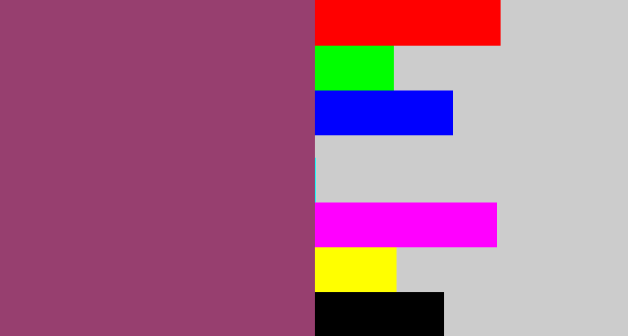 Hex color #973f6f - dark mauve