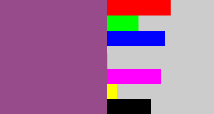Hex color #974b8a - purpleish