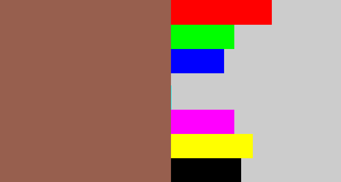 Hex color #975f4e - brownish
