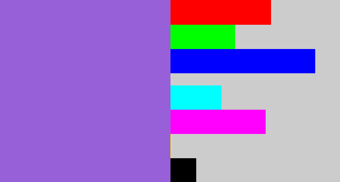Hex color #9760d9 - purpley