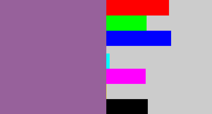 Hex color #97619b - faded purple