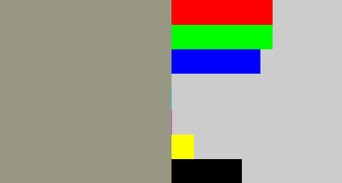 Hex color #979784 - warm grey