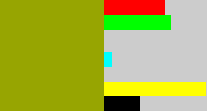 Hex color #97a501 - barf green