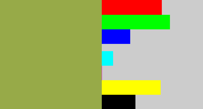 Hex color #97aa48 - booger