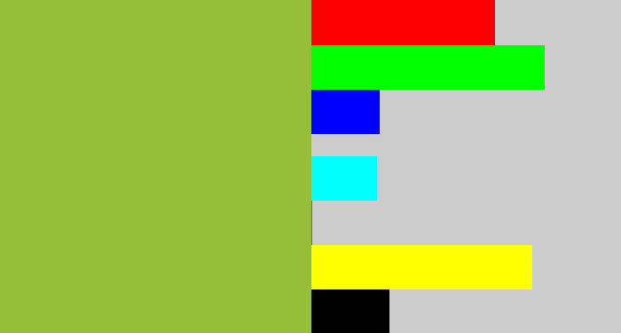 Hex color #97be38 - booger