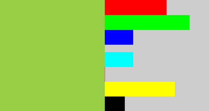 Hex color #97ce44 - kiwi green