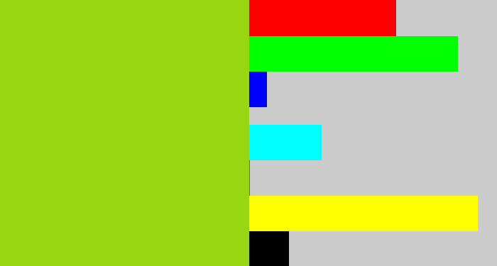 Hex color #97d611 - slime green