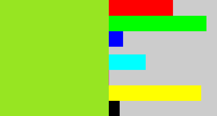 Hex color #97e522 - yellowish green