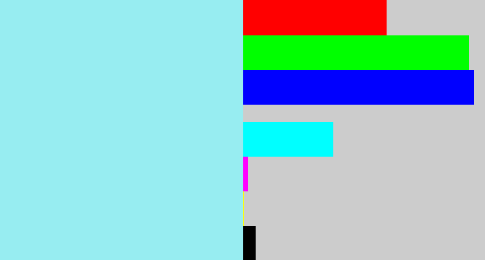 Hex color #97edf1 - robin's egg blue
