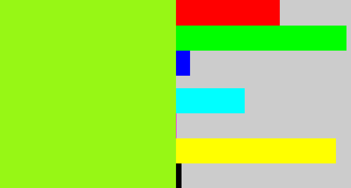 Hex color #97f715 - acid green