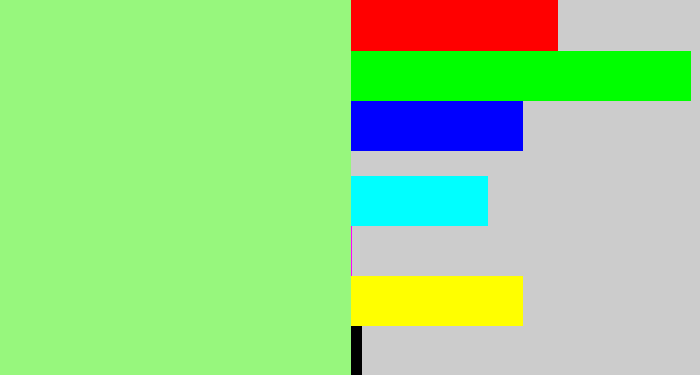 Hex color #97f77d - light green