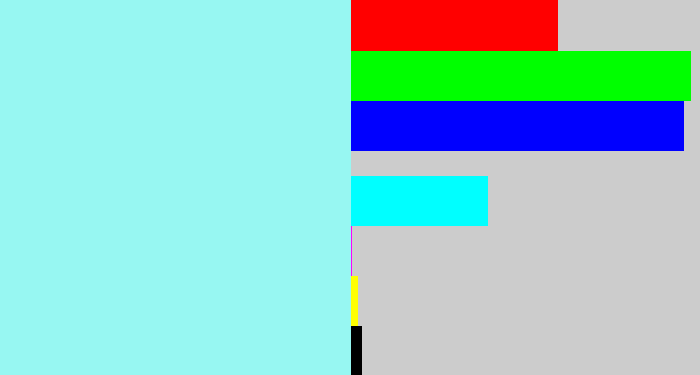 Hex color #97f7f2 - robin's egg blue