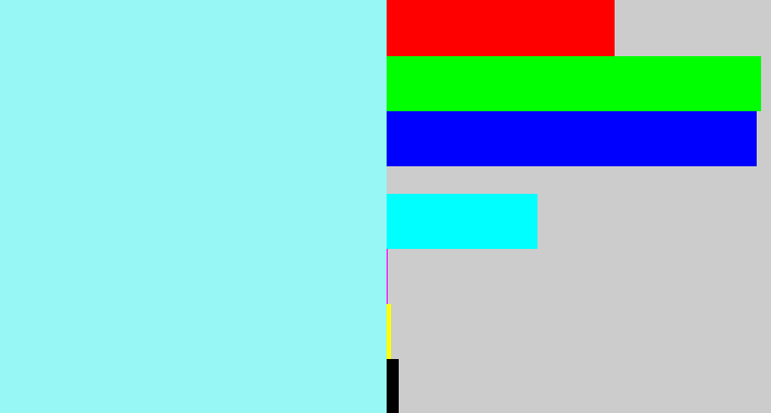 Hex color #97f7f4 - robin's egg blue