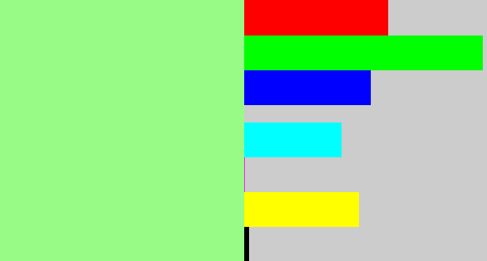 Hex color #97fb85 - light green