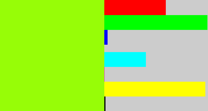 Hex color #97fd07 - acid green