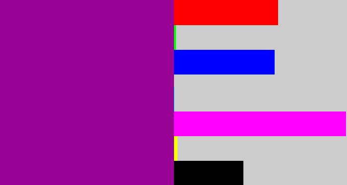 Hex color #980295 - barney purple