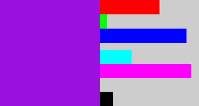 Hex color #9811df - violet
