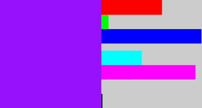Hex color #9811fc - vivid purple