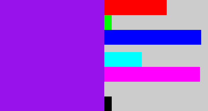 Hex color #9812ec - violet