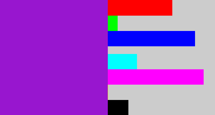Hex color #9816cf - violet