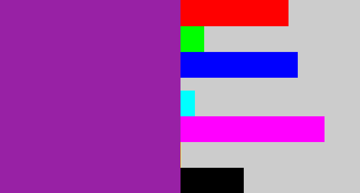 Hex color #9821a5 - warm purple