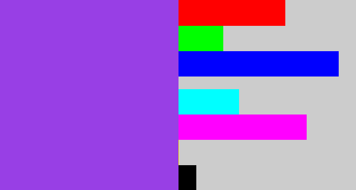 Hex color #983fe5 - lightish purple
