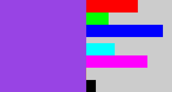 Hex color #9843e4 - lightish purple
