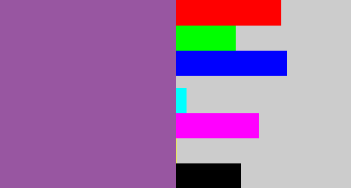 Hex color #9856a1 - medium purple