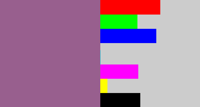 Hex color #985f8e - purpleish