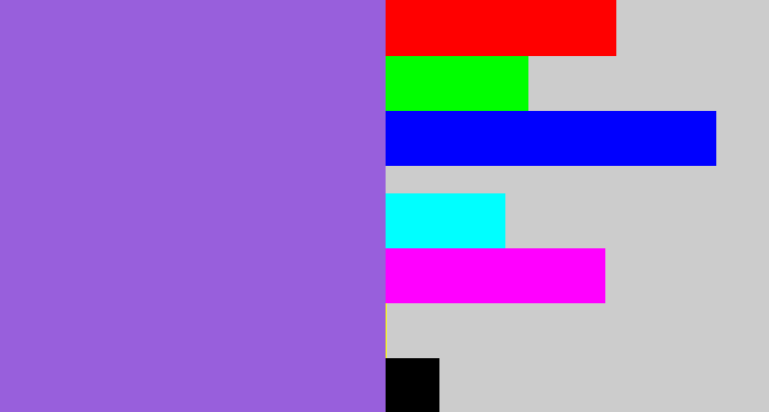 Hex color #985fdc - purpley