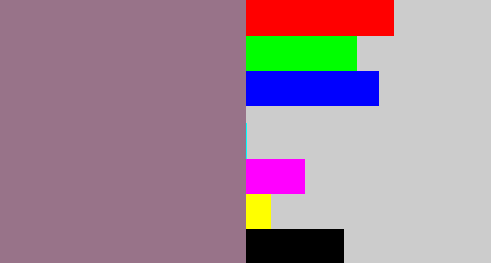 Hex color #987389 - purpley grey