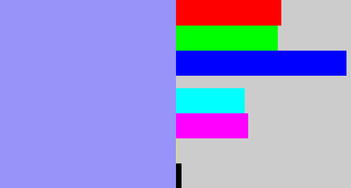 Hex color #9893f8 - periwinkle blue