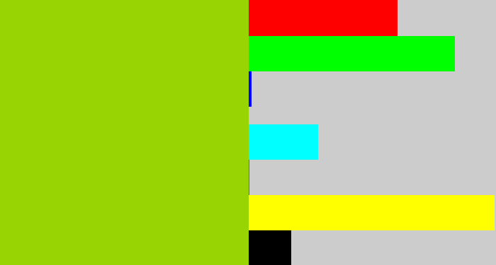 Hex color #98d303 - slime green