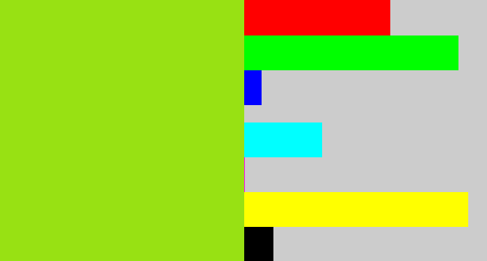 Hex color #98e113 - yellowish green