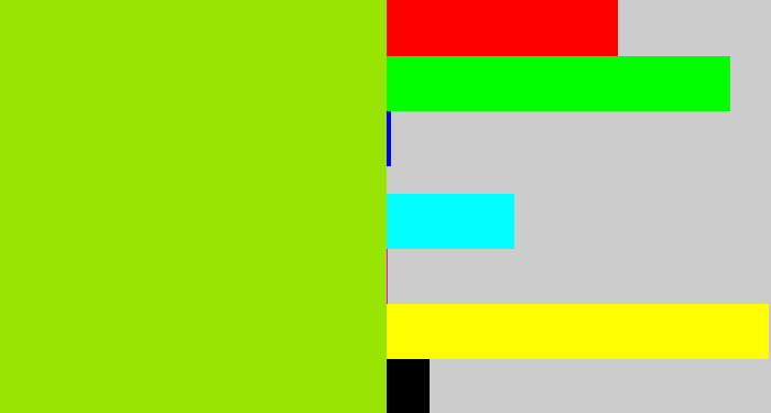 Hex color #98e403 - slime green
