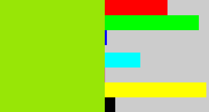 Hex color #98e606 - acid green