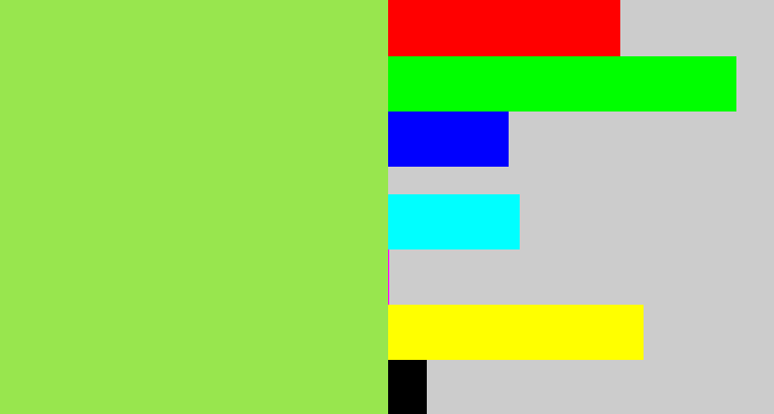 Hex color #98e64e - kiwi