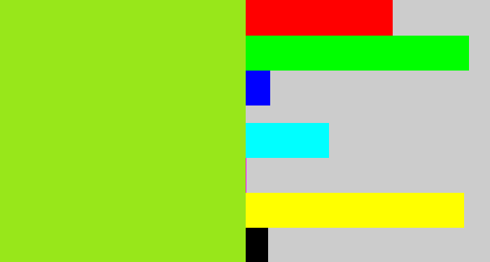 Hex color #98e71a - yellowish green