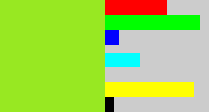 Hex color #98e822 - yellowish green