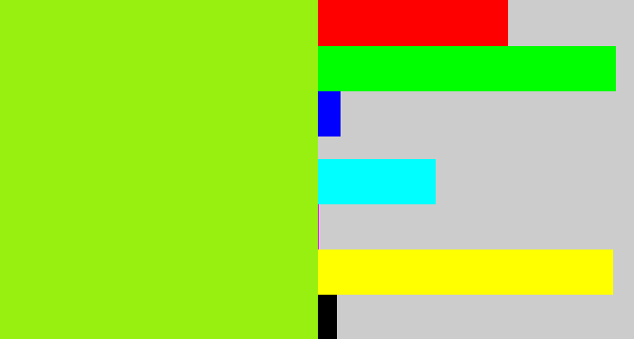 Hex color #98f011 - acid green